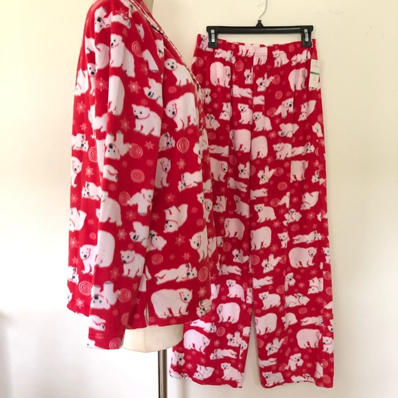 Karen Neuburger Red Fleece Pajamas Set L New NWT - Picture 4 of 8